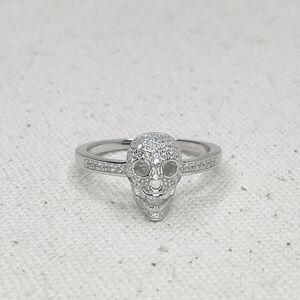 NEW STERLING SILVER | Simulated Diamond Skull Ring